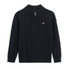 Navy Cable Knit Half Zip Jumper