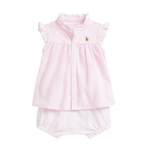 Load image into Gallery viewer, Pale Pink Striped Top &amp; Bloomers Set