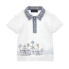 White Circus Polo Top & Grey Trousers Set