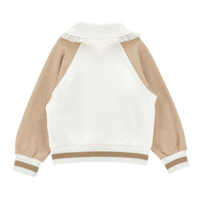 Load image into Gallery viewer, PRE ORDER - Ivory &amp; Tan Zip Up Sweat Jacket