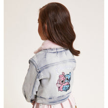 Load image into Gallery viewer, PRE ORDER - Blue Denim &quot;Stitch&quot; Rhinestone &amp; Fur Jacket