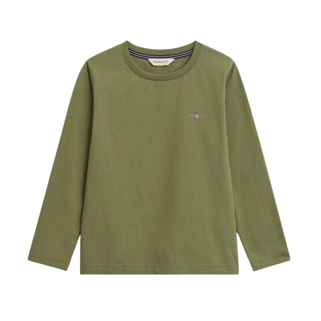 Olive Green LS Small Logo Top