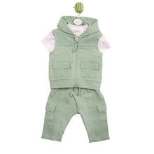 Load image into Gallery viewer, Sage Green Gilet Tracksuit Set