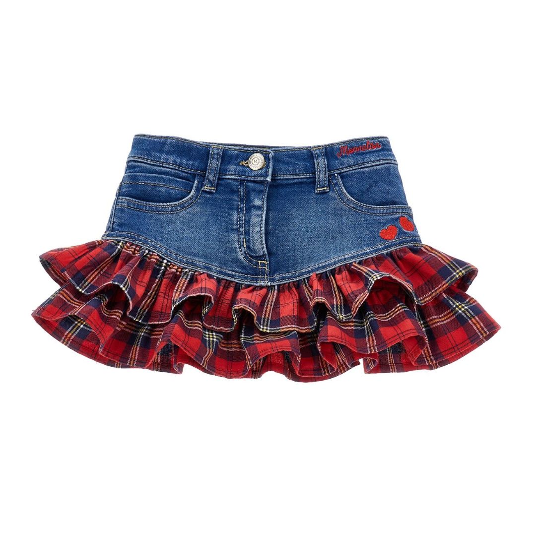 PRE ORDER - Babies Tartan Denim Skirt