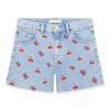 Pale Blue Denim Embroidered Shorts