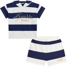 Load image into Gallery viewer, White &amp; Navy Striped Logo Set
