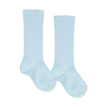 Load image into Gallery viewer, Pale Blue Fine Rib Knee Socks