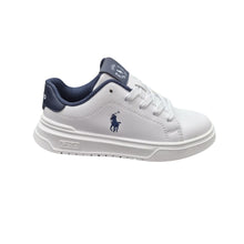 Load image into Gallery viewer, White &amp; Navy "Heritage Court" Trainers