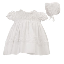 Load image into Gallery viewer, White Voile Smocked Dress &amp; Bonnet