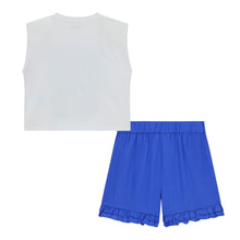 Load image into Gallery viewer, Girls Blue &amp; White Short Set