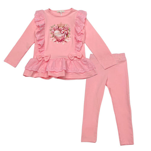 Pink Heart & Roses Legging Set