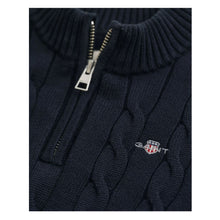 Load image into Gallery viewer, Navy Cable Knit Half Zip Jumper