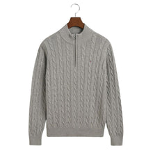 Load image into Gallery viewer, Grey Cable Knit Half Zip Jumper