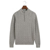 Grey Cable Knit Half Zip Jumper