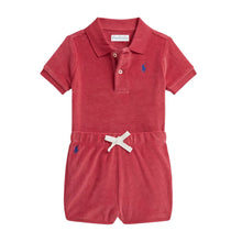 Load image into Gallery viewer, Babies Red Terry Polo Shirt &amp; Shorts
