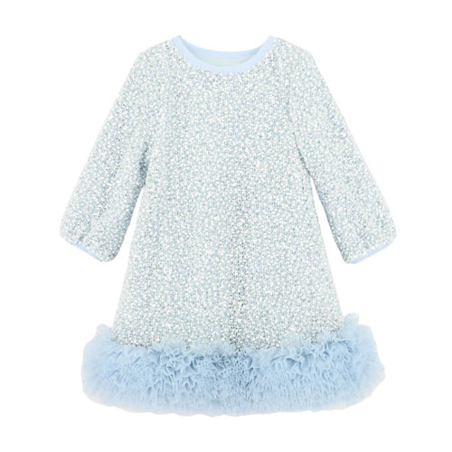 Pale Blue Boucle Sequin 