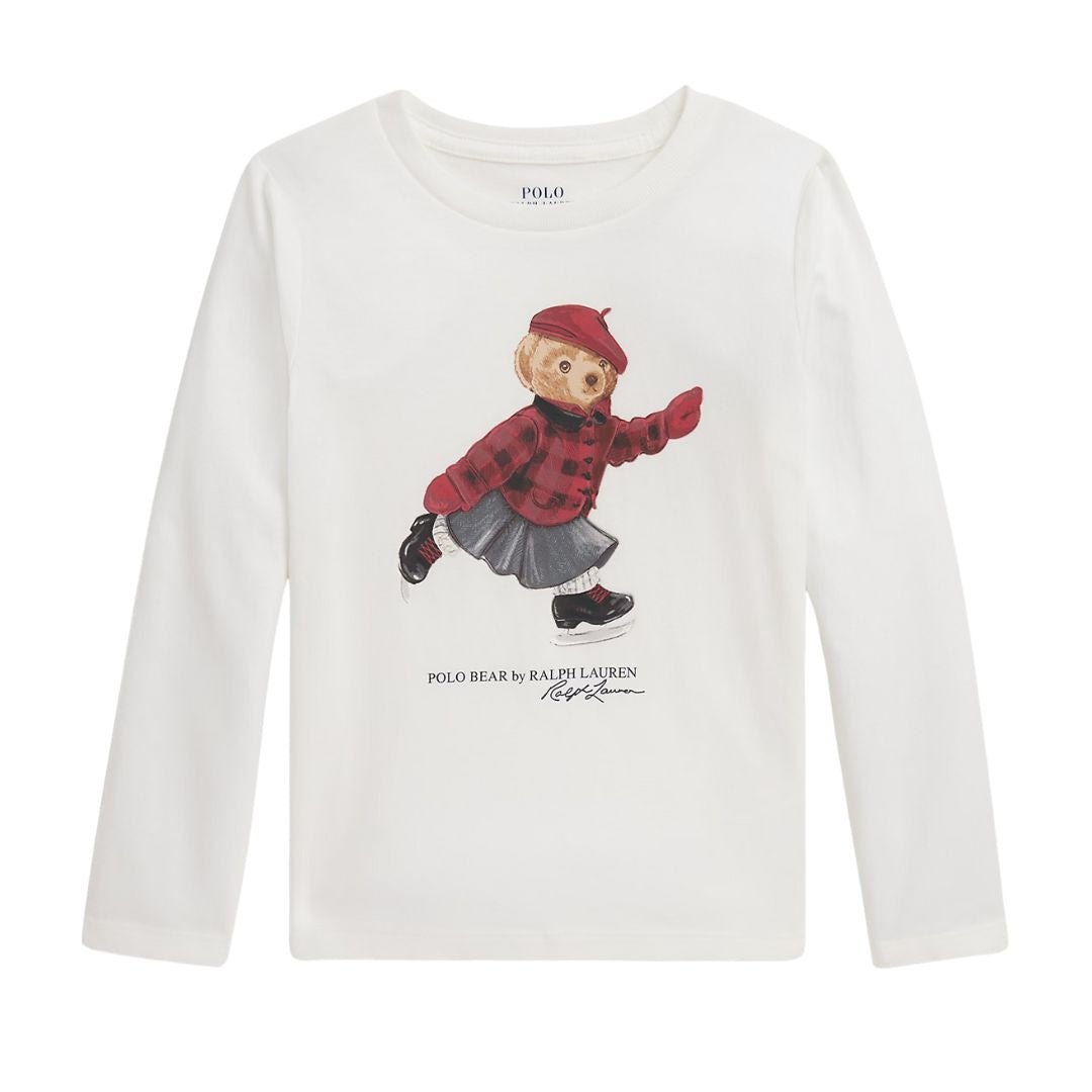 Girls Ivory Ice Skating Bear Top