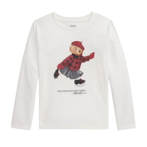 Girls Ivory Ice Skating Bear Top
