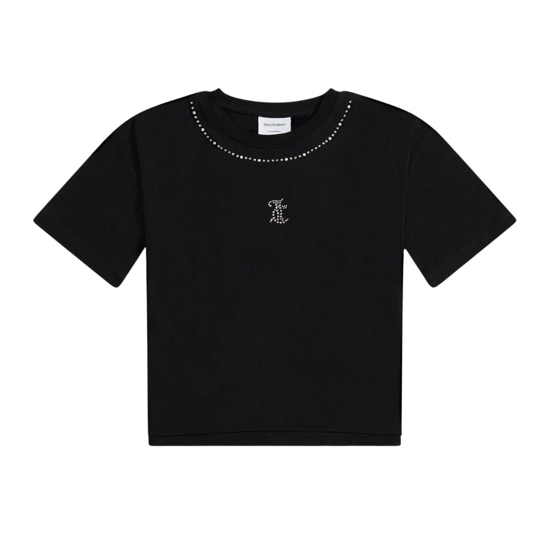 Black Boxy Diamante T-shirt