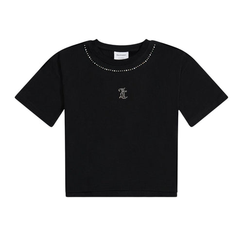 Black Boxy Diamante T-shirt