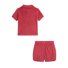 Load image into Gallery viewer, Babies Red Terry Polo Shirt &amp; Shorts