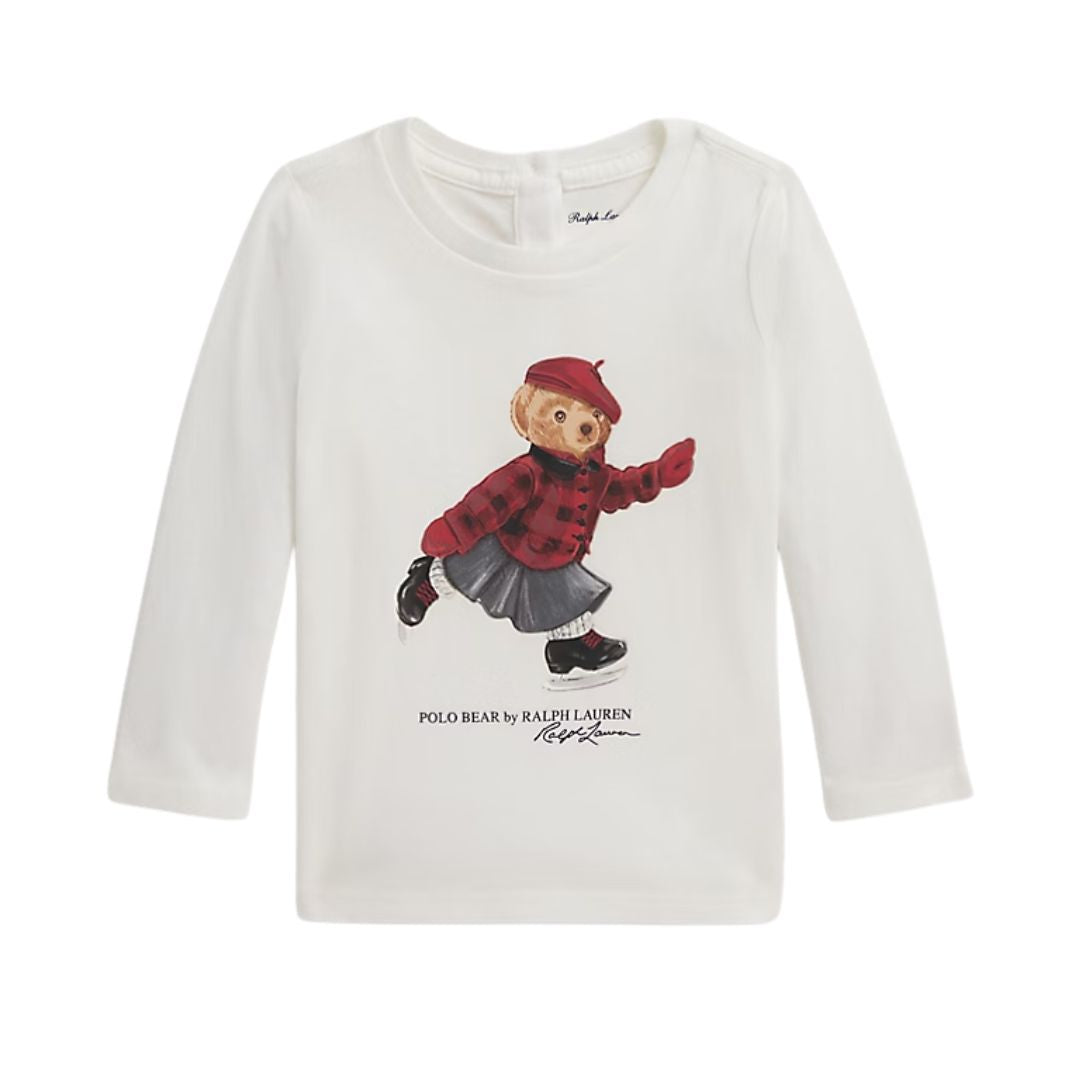 Baby Girls Ivory Ice Skating Bear Top