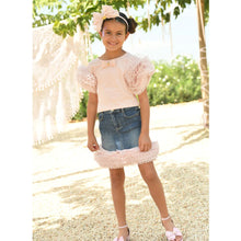Load image into Gallery viewer, Pink Sparkle Tulle Denim Skirt Set
