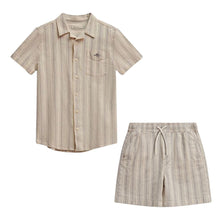 Load image into Gallery viewer, Beige Striped Linen Shorts Set