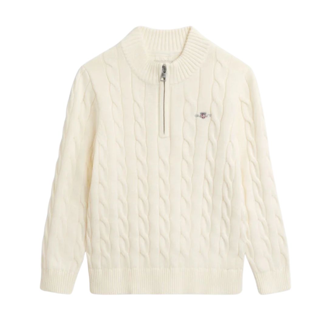 Cream Cable Knit Half Zip Jumper