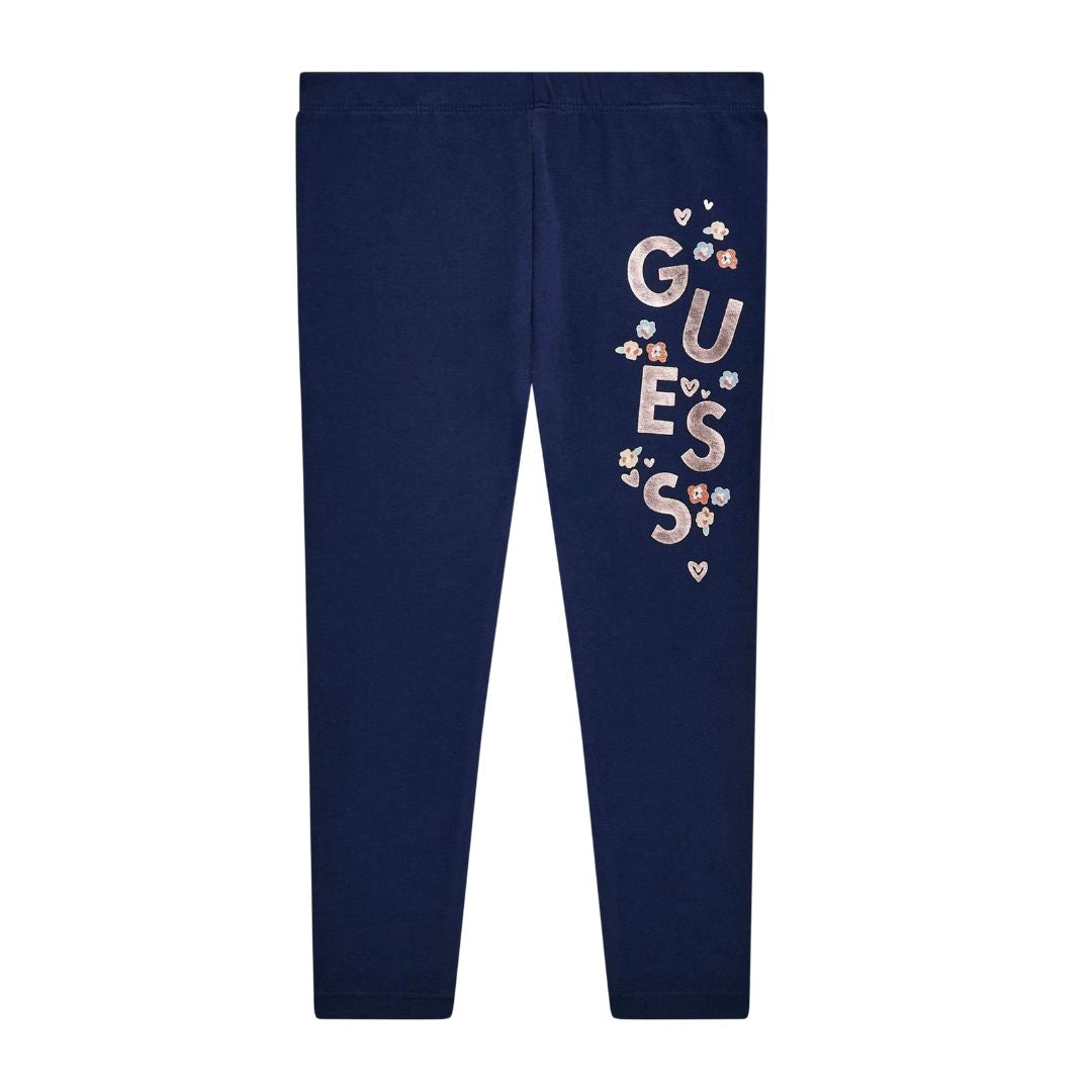 Navy Metallic Logo Leggings