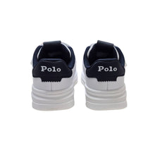 Load image into Gallery viewer, White &amp; Navy "Heritage Court" Velcro Trainers