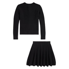 Load image into Gallery viewer, Black Cable Knit Cardigan &amp; Skirt