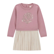 Load image into Gallery viewer, Pink &amp; Gold Knit &amp; Pleat Dress
