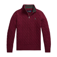 Load image into Gallery viewer, PRE ORDER - Burgundy Cable Knit 1/4 Zip Jumper