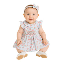 Load image into Gallery viewer, Blue &amp; Pink Floral Dress, Bloomers &amp; Headband