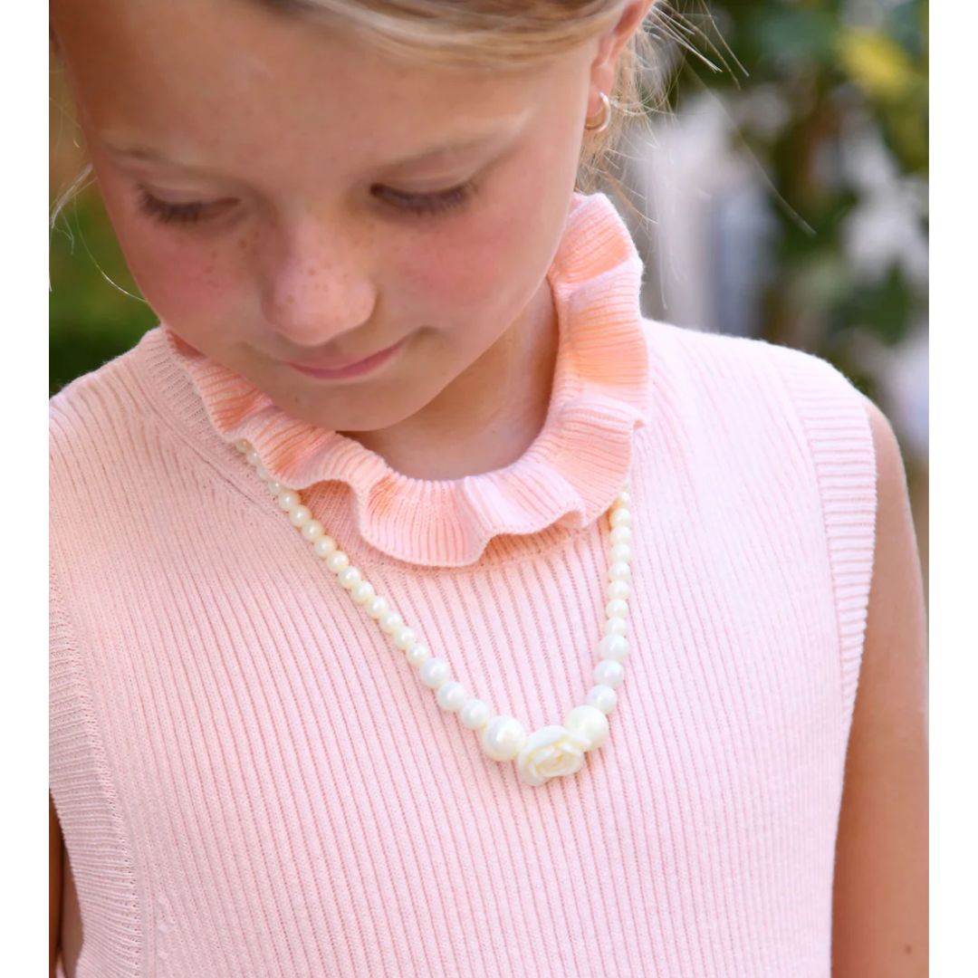 Cream Rose & Bead Necklace