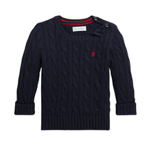 Load image into Gallery viewer, Babies Navy Cable Knit Jumper