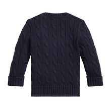 Load image into Gallery viewer, Babies Navy Cable Knit Jumper