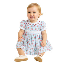 Load image into Gallery viewer, Blue &amp; Pink Floral Pleated Dress