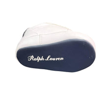 Load image into Gallery viewer, White &amp; Navy Tag Pre Walker Trainers