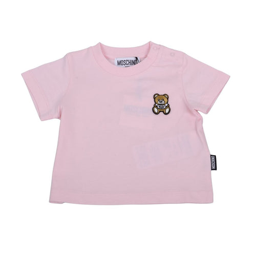 Babies Pale Pink Teddy Badge T-Shirt