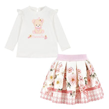 Load image into Gallery viewer, Babies Pink Teddy &amp; Floral Skirt Set