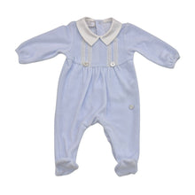 Load image into Gallery viewer, Blue Velour Babygrow