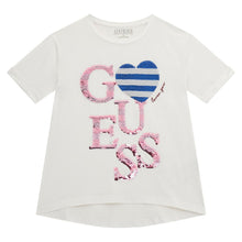 Load image into Gallery viewer, White Sequin Heart Logo T-Shirt