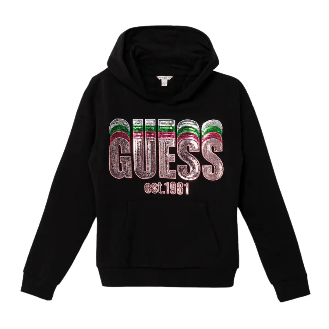 Black Multi Sequin Logo Hoodie