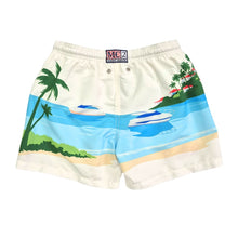 Load image into Gallery viewer, White Tropical Beach Swim Shorts
