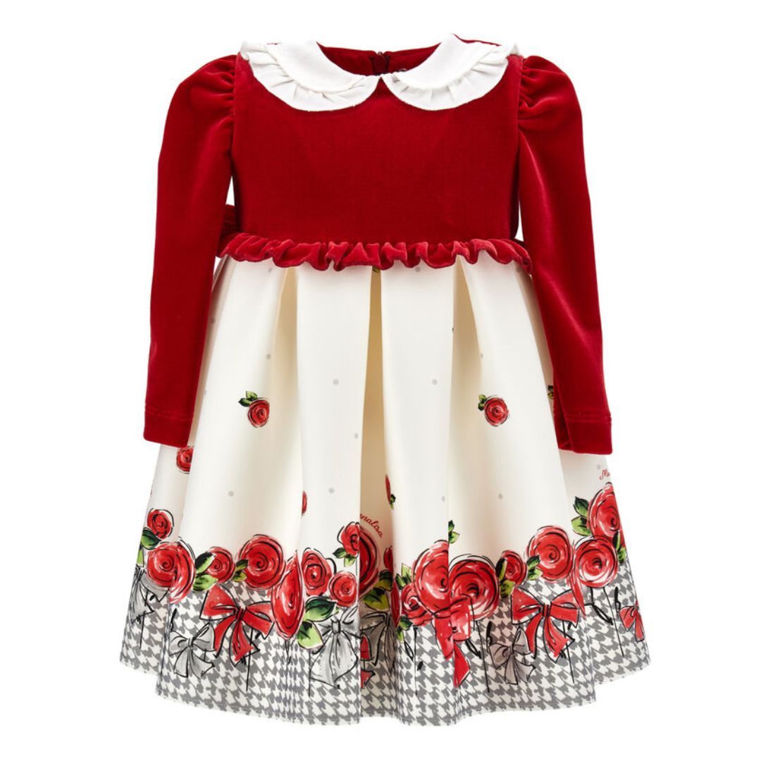 Red rose dress for baby girl 2025