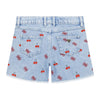 Pale Blue Denim Embroidered Shorts