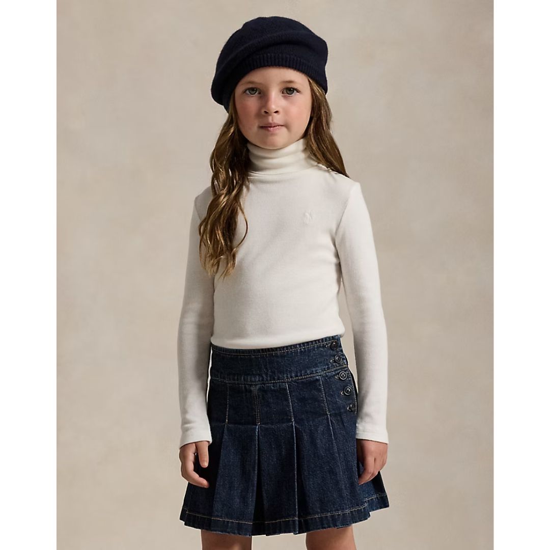 Girls Ivory Roll Neck