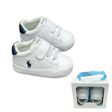 Load image into Gallery viewer, White &amp; Navy Pre Walker Trainers